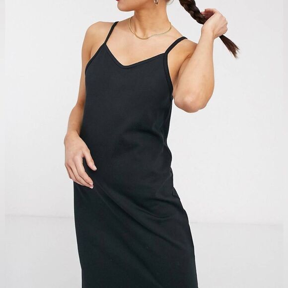Nike Premium Jersey Slip Dress Midi Dress in Black Size S - Picture 3 of 4